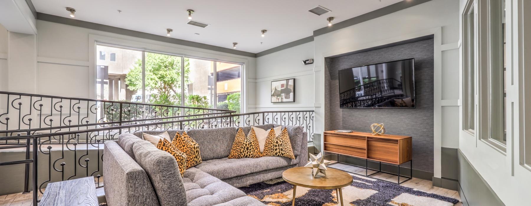 a living room with a fireplace