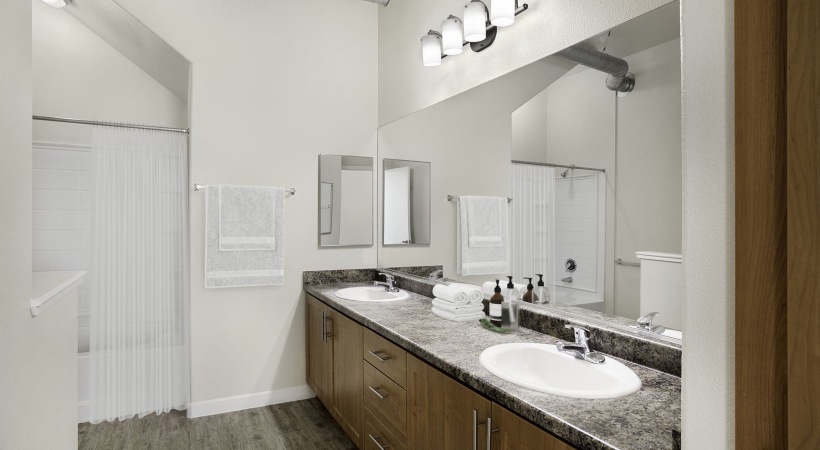 Spacious bathrooms with everything you need open bathroom with good lighting