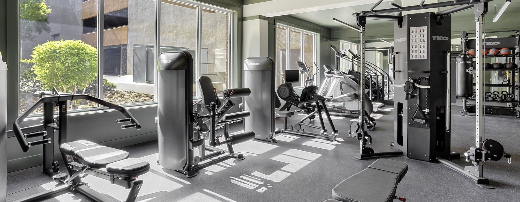 a room with exercise equipment