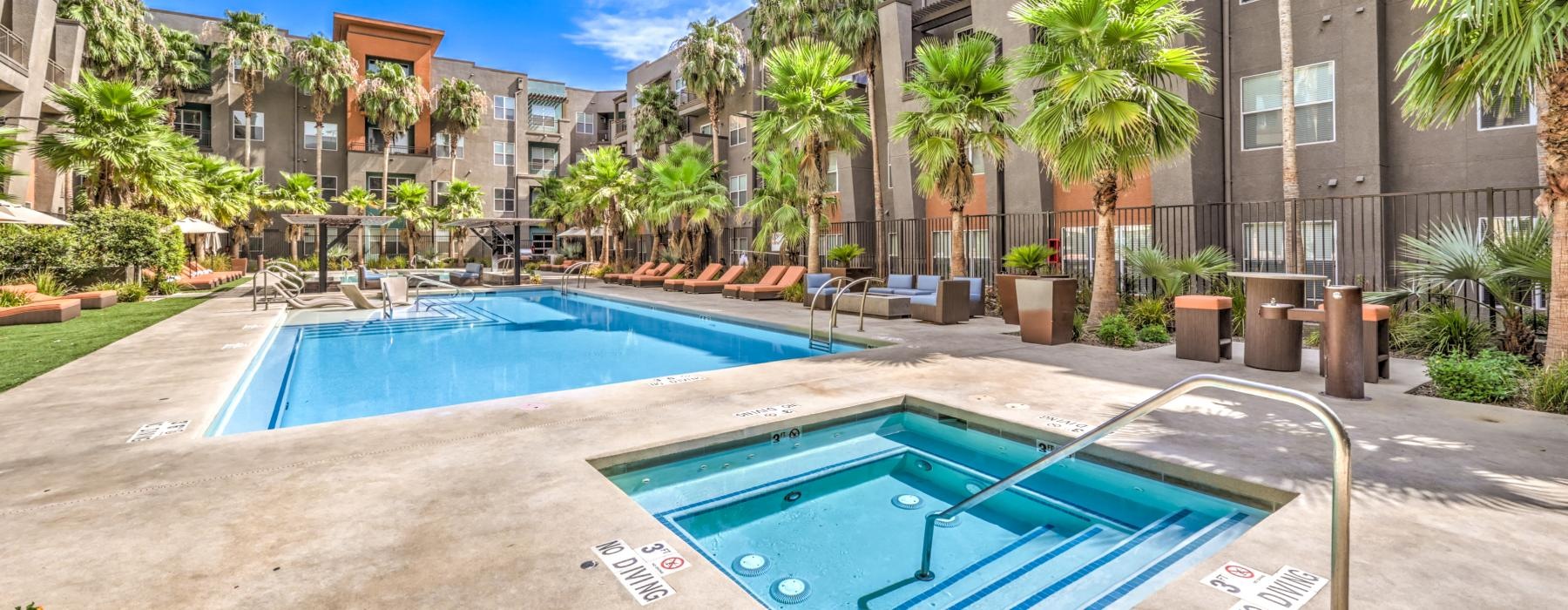 a swimming pool in a resort